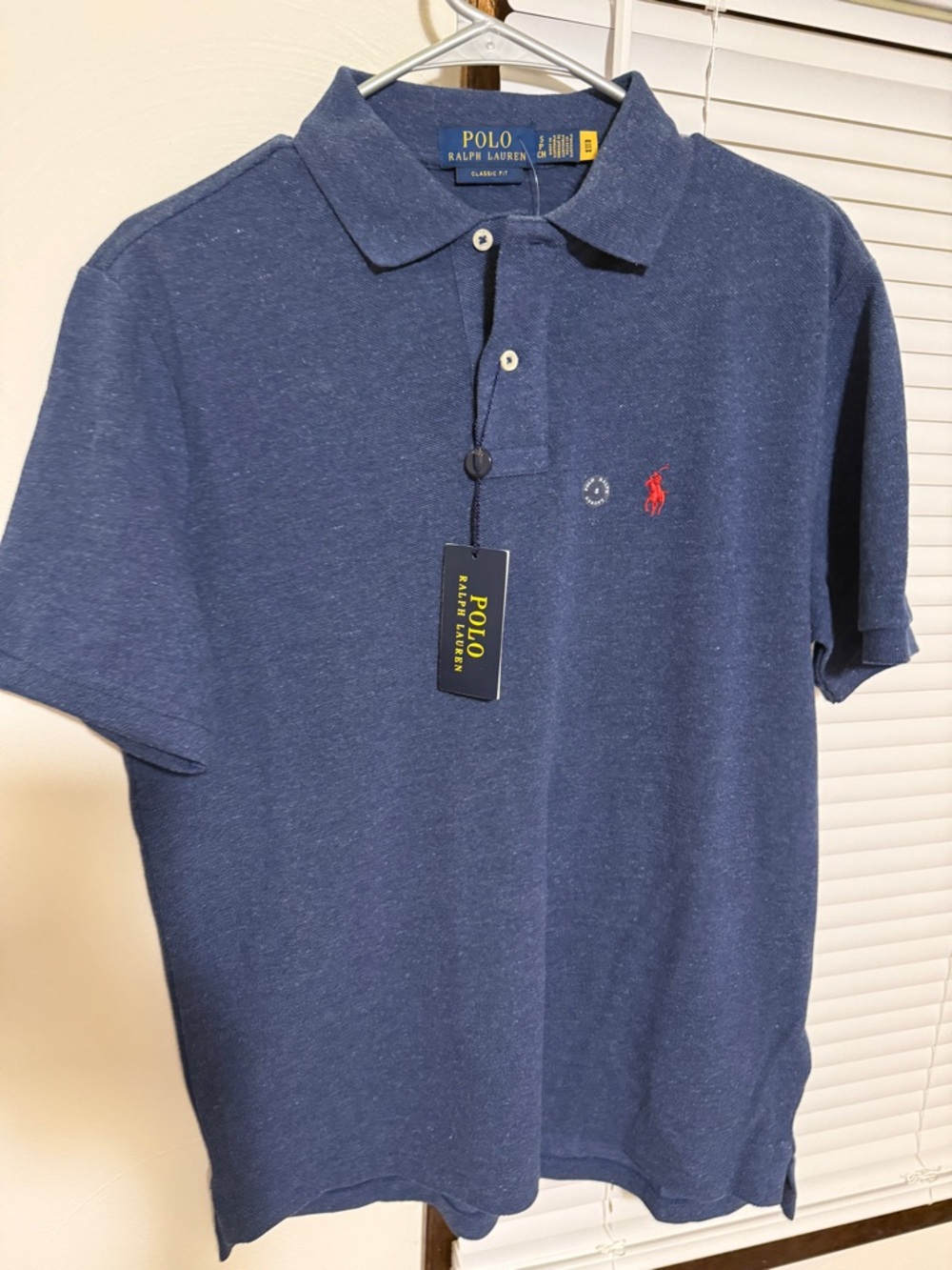 Polo by Ralph Lauren Navy Heather Short Sleeve Polo with Red Logo - Picture 3 of 6